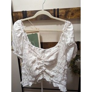 Wild Fable Cottagecore Plus Size Tie Crop Top size 4X | Puff Sleeve Top